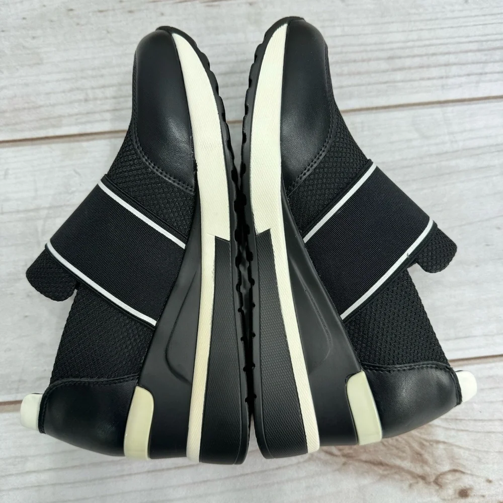 Renato Garini Italy Midnight Moon Black Wedge Slip On Sneakers Size 36/5.5 NEW